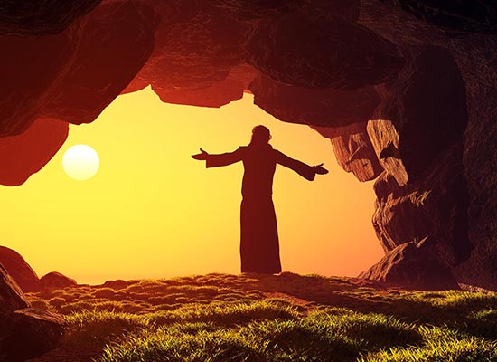 Man praying in the cave.